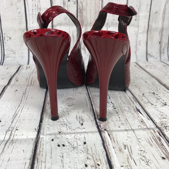 Carlos Santana Red Snakeskin Slingback Heels SZ 8 - Picture 4 of 8